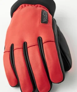 Hestra Army Leather Wool Terry 5-Finger Flame Red