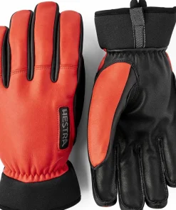 Hestra Army Leather Wool Terry 5-Finger Flame Red