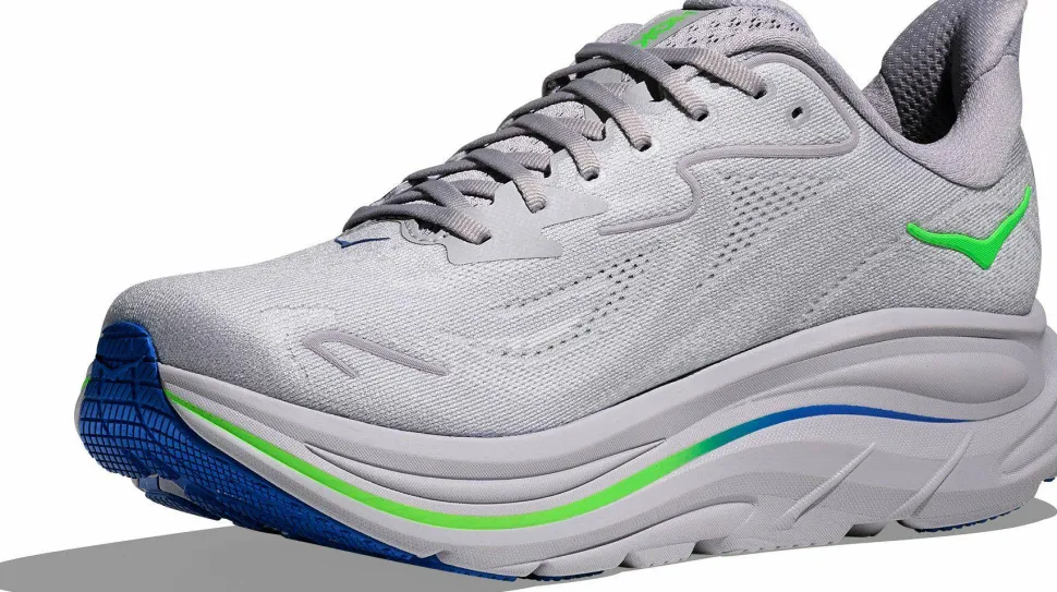 Hoka Men's Clifton 10 Ash Grey / Neon Green