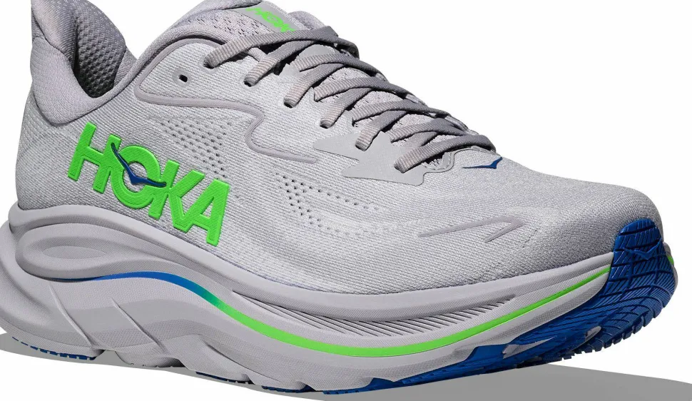 Hoka Men's Clifton 10 Ash Grey / Neon Green