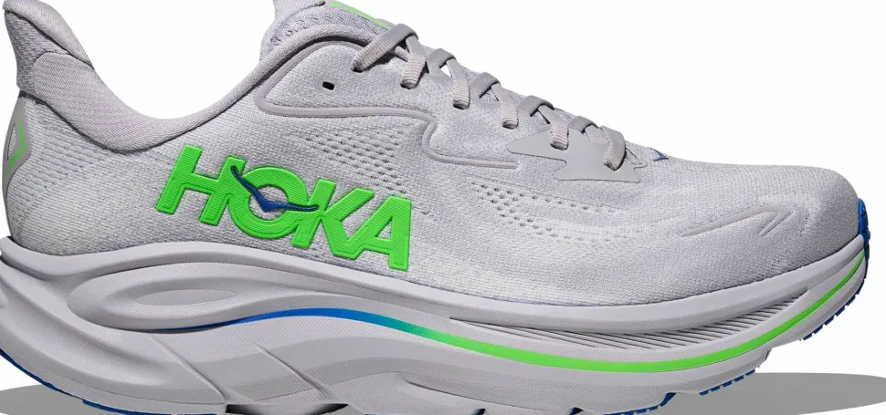 Hoka Men's Clifton 10 Ash Grey / Neon Green