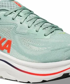 Hoka Men's Clifton 10 Wide Sage/Neon Flame
