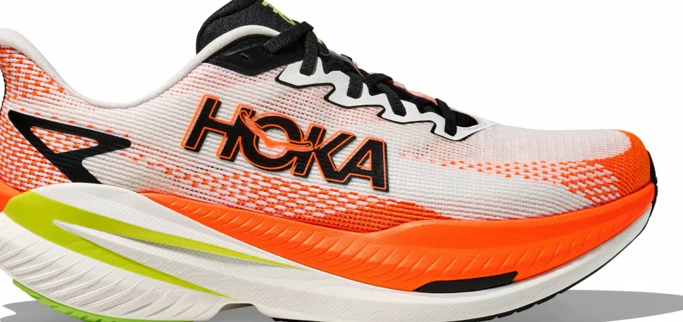 Hoka Men's Mach X 3 White/Neon Tangerine