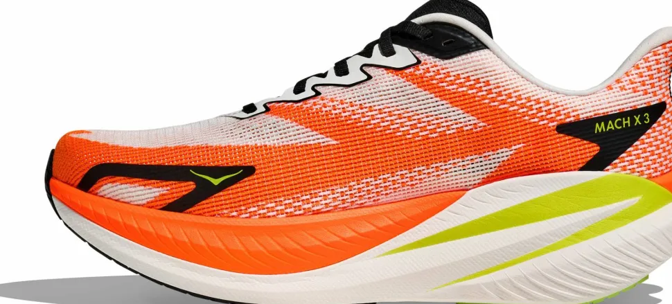 Hoka Men's Mach X 3 White/Neon Tangerine