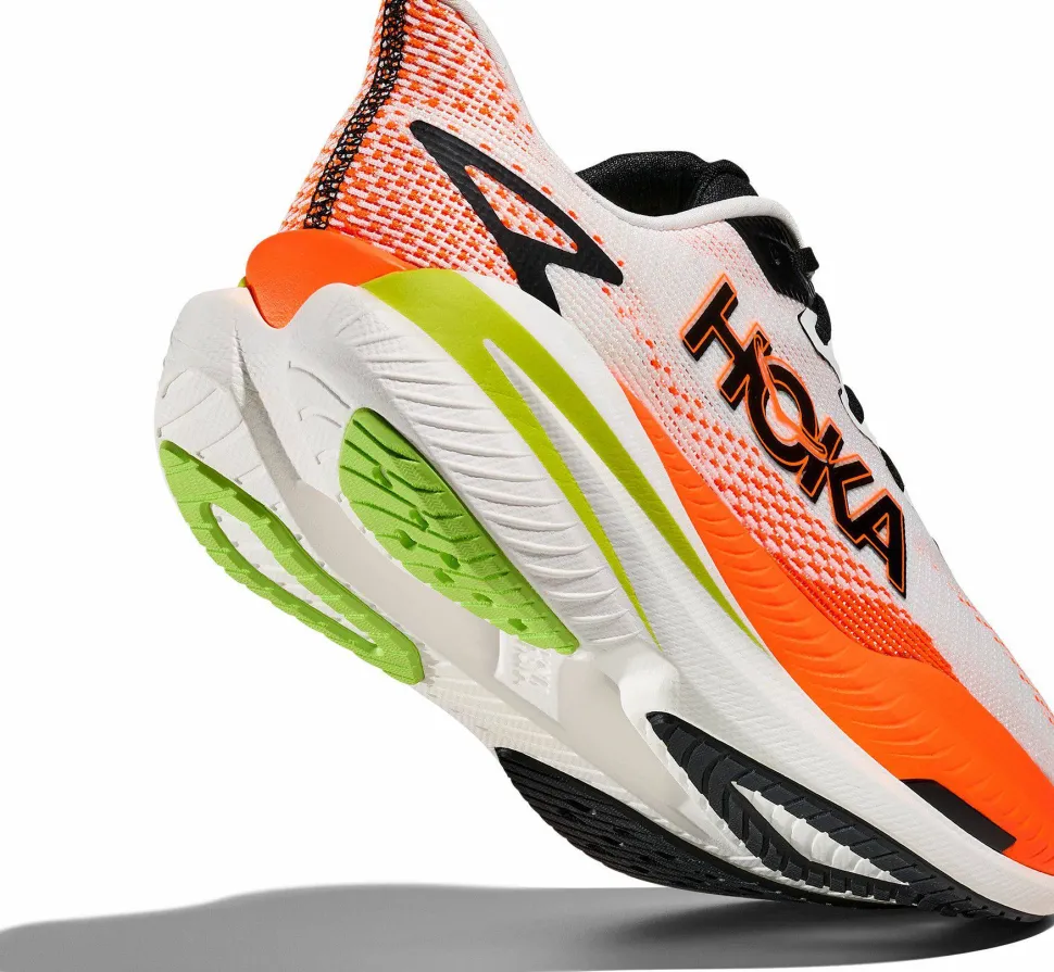 Hoka Men's Mach X 3 White/Neon Tangerine