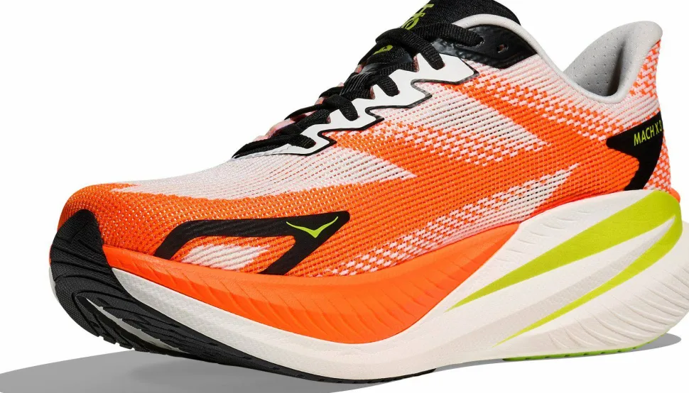 Hoka Men's Mach X 3 White/Neon Tangerine