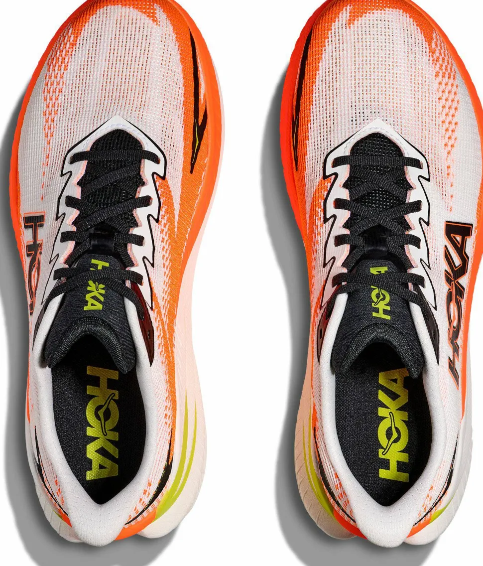 Hoka Men's Mach X 3 White/Neon Tangerine