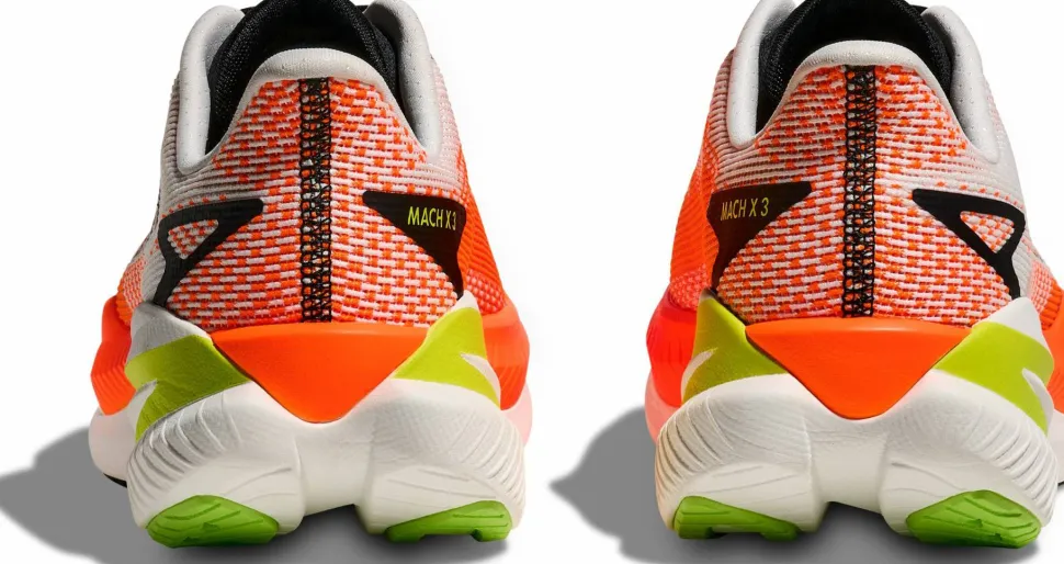 Hoka Men's Mach X 3 White/Neon Tangerine
