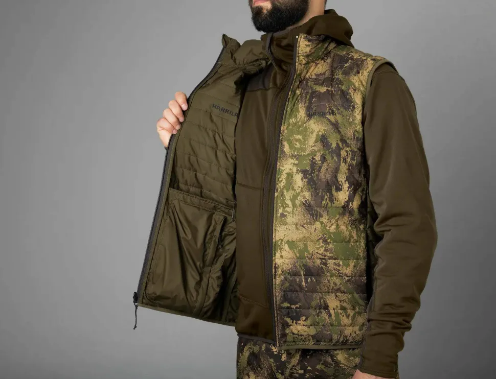 Härkila Men's Deer Stalker Camo Reversible Packable Waistcoat Willow Green/Axis MSP Forest