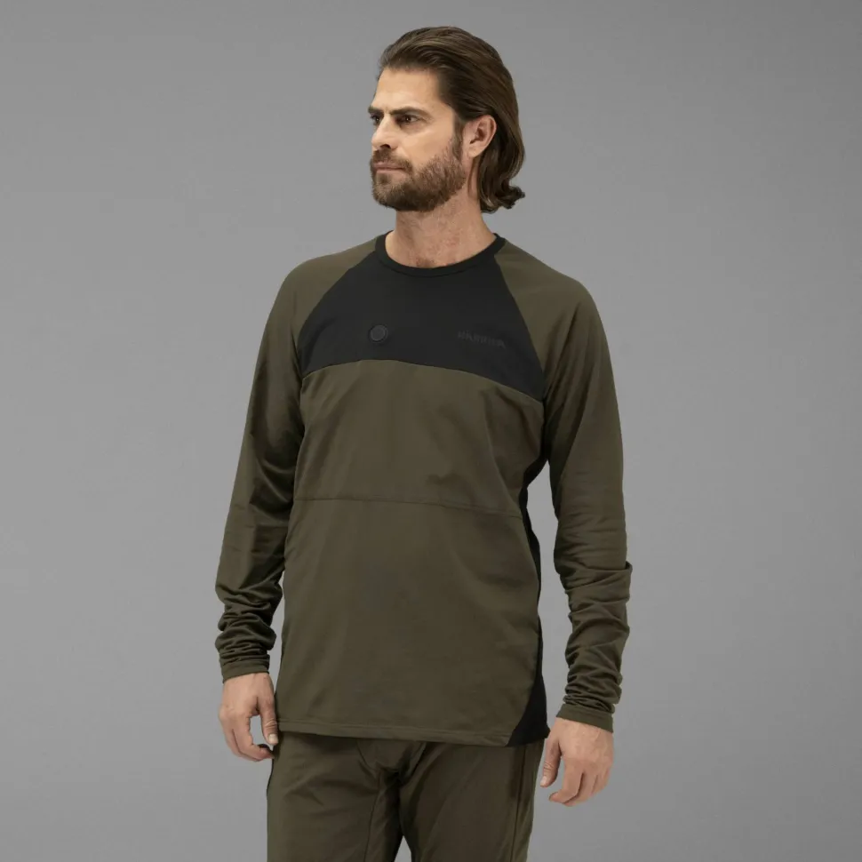 Härkila Men's Heat L/S T-shirt Willow Green/Black