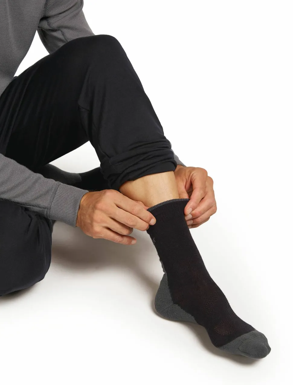 Icebreaker Men's Hike+ Light Crew Black/obsidian