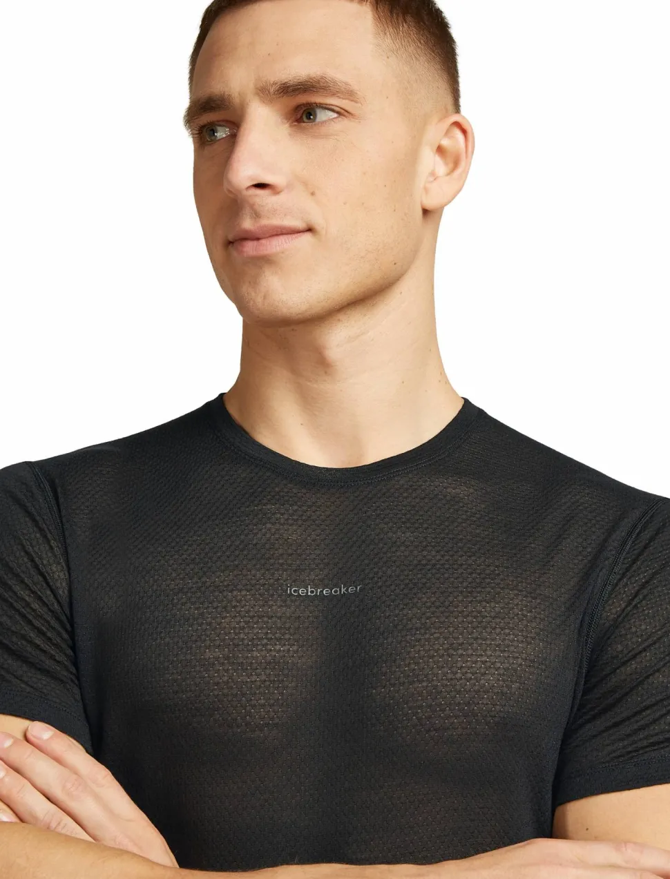 Icebreaker Men's Merino 75 Cool-Lite Featherlight Shortsleeve Crewe Black