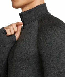 Icebreaker Men's Merino 260 ZoneKnit Long Sleeve Half Zip Jet Hthr