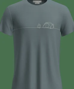 Icebreaker Men's Merino Blend Core Ss Tee Single Line Camp Blue Ash