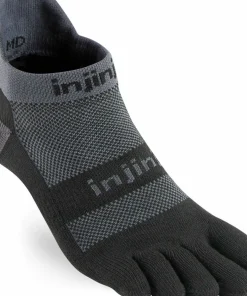 Injinji Men's Run Midweight No Show Coolmax Black Gray