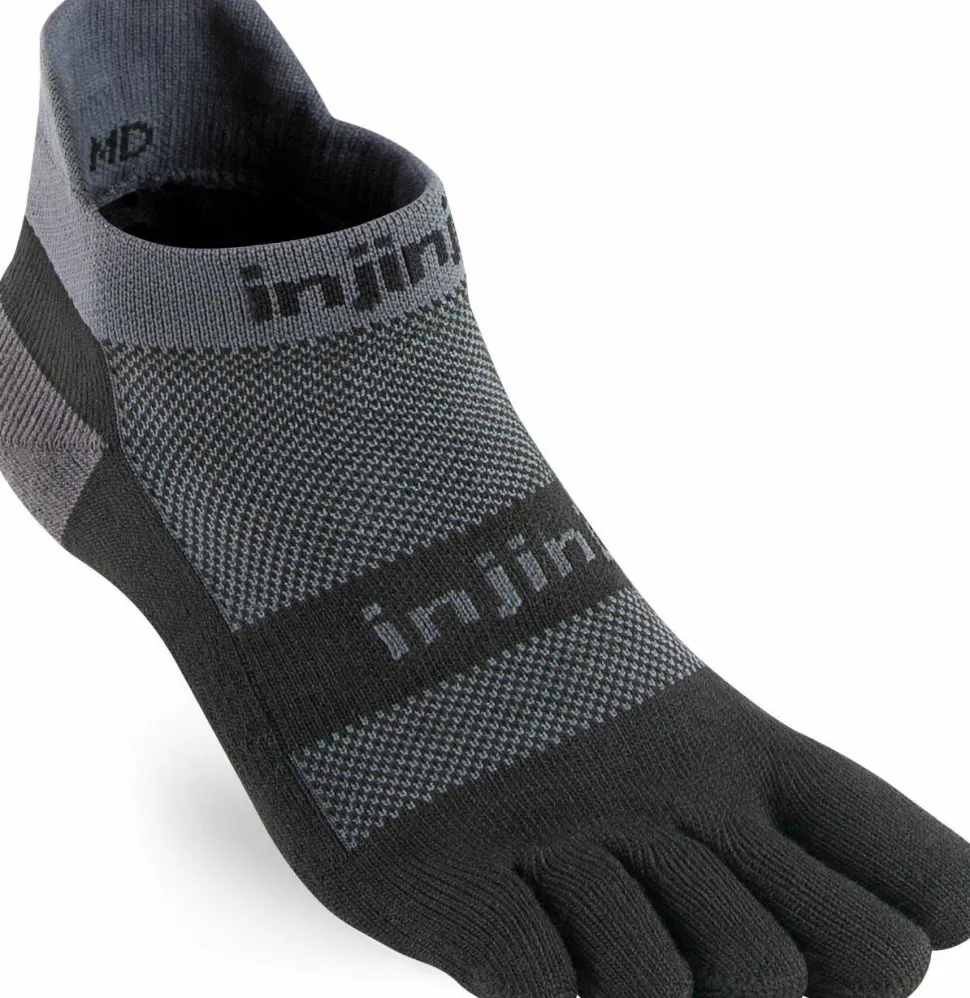 Injinji Men's Run Midweight No Show Coolmax Black Gray