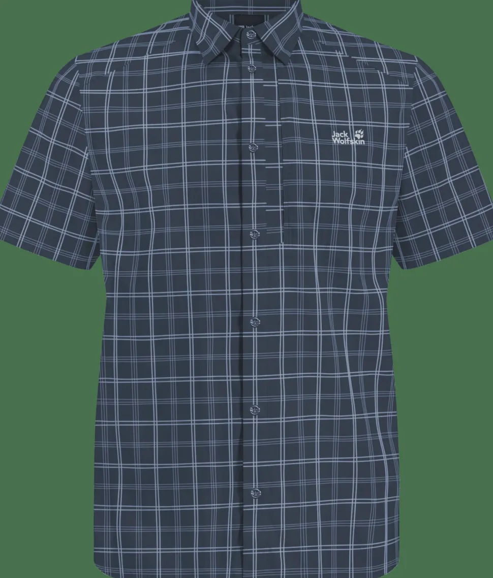 Jack Wolfskin Men's Norbo Short Sleeve Shirt Check Midnight Sky