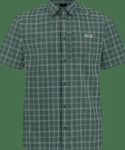 Jack Wolfskin Men's Norbo Short Sleeve Shirt Check Sago Palm