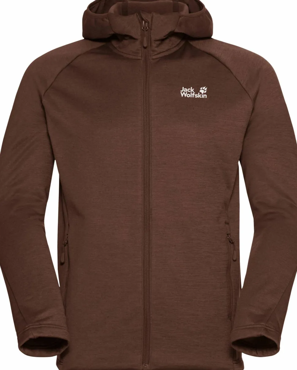 Jack Wolfskin Men's Peak District Hooded Full Zip Hot Choc