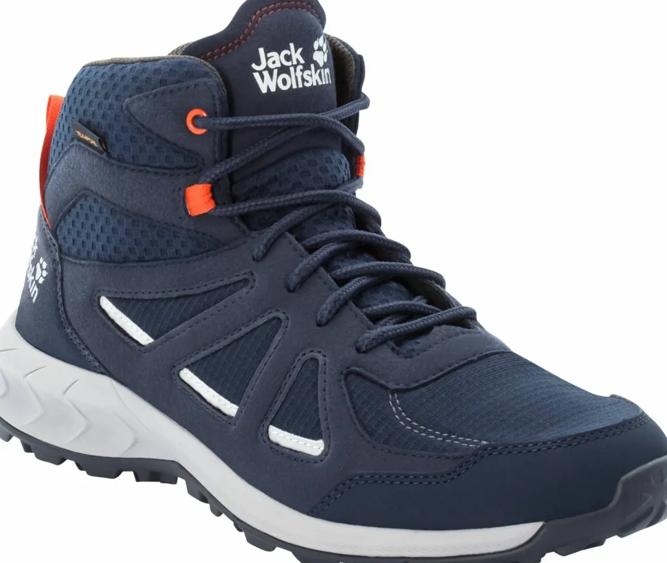 Jack Wolfskin Men's Woodland 2 Texapore Mid Dark Blue / Red