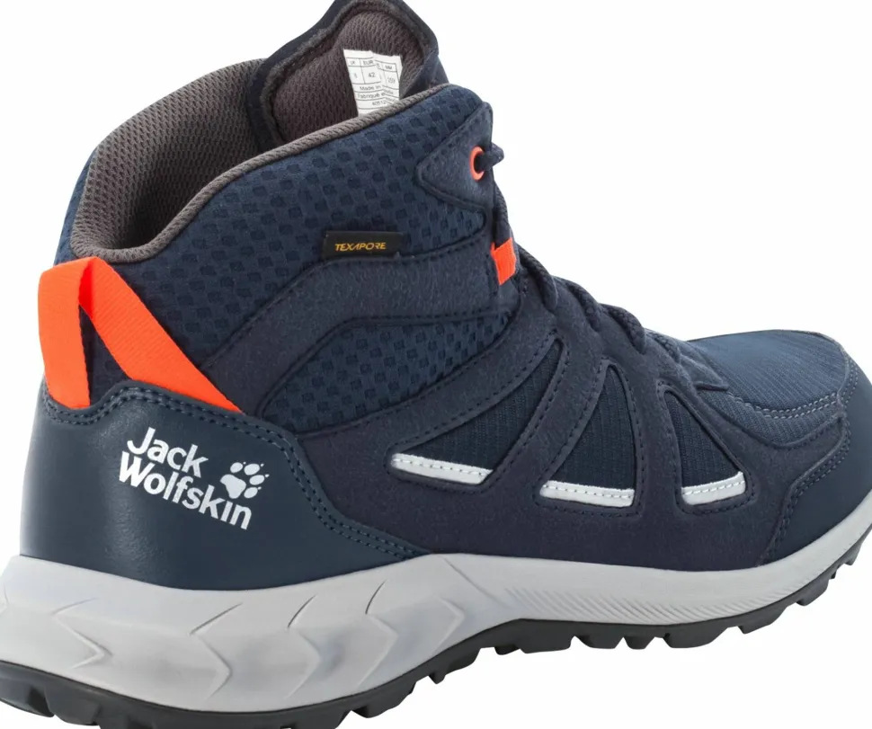 Jack Wolfskin Men's Woodland 2 Texapore Mid Dark Blue / Red