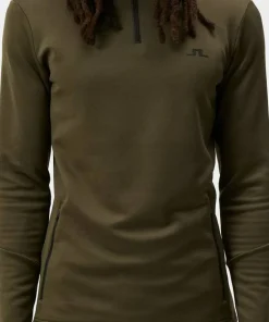 J.Lindeberg Men's Aerial 1/4 Zip Midlayer Forest Green