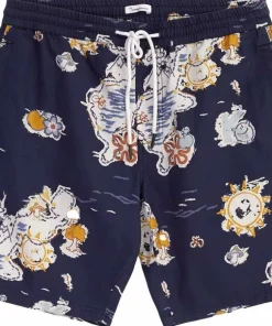 Knowledge Cotton Apparel Men's Boardwalk Shorts With Elastic Waist Night Sky