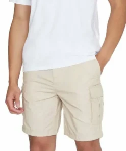 Knowledge Cotton Apparel Men's Fig Loose Cargo Poplin Shorts Light Feather Gray