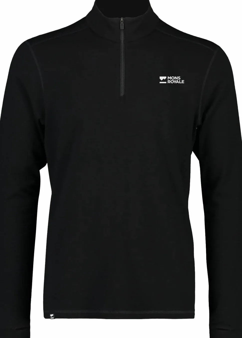 Mons Royale Men's Cascade Merino Base Layer 1/4 Zip Long Sleeve Black