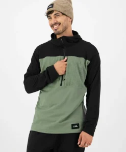 Mons Royale Men's Offgrid Merino Fleece 1/2 Zip Long Sleeve Willow/Black