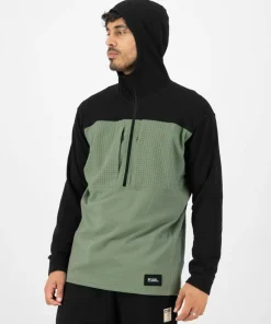 Mons Royale Men's Offgrid Merino Fleece 1/2 Zip Long Sleeve Willow/Black