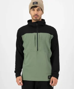 Mons Royale Men's Offgrid Merino Fleece 1/2 Zip Long Sleeve Willow/Black