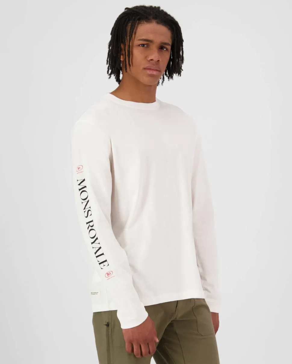 Mons Royale Men's Yonder Merino Organic Cotton Long Sleeve Vintage White