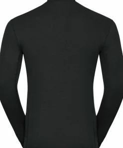 Odlo Men's Active Warm ECO Half-Zip Turtleneck Base Layer Top Black
