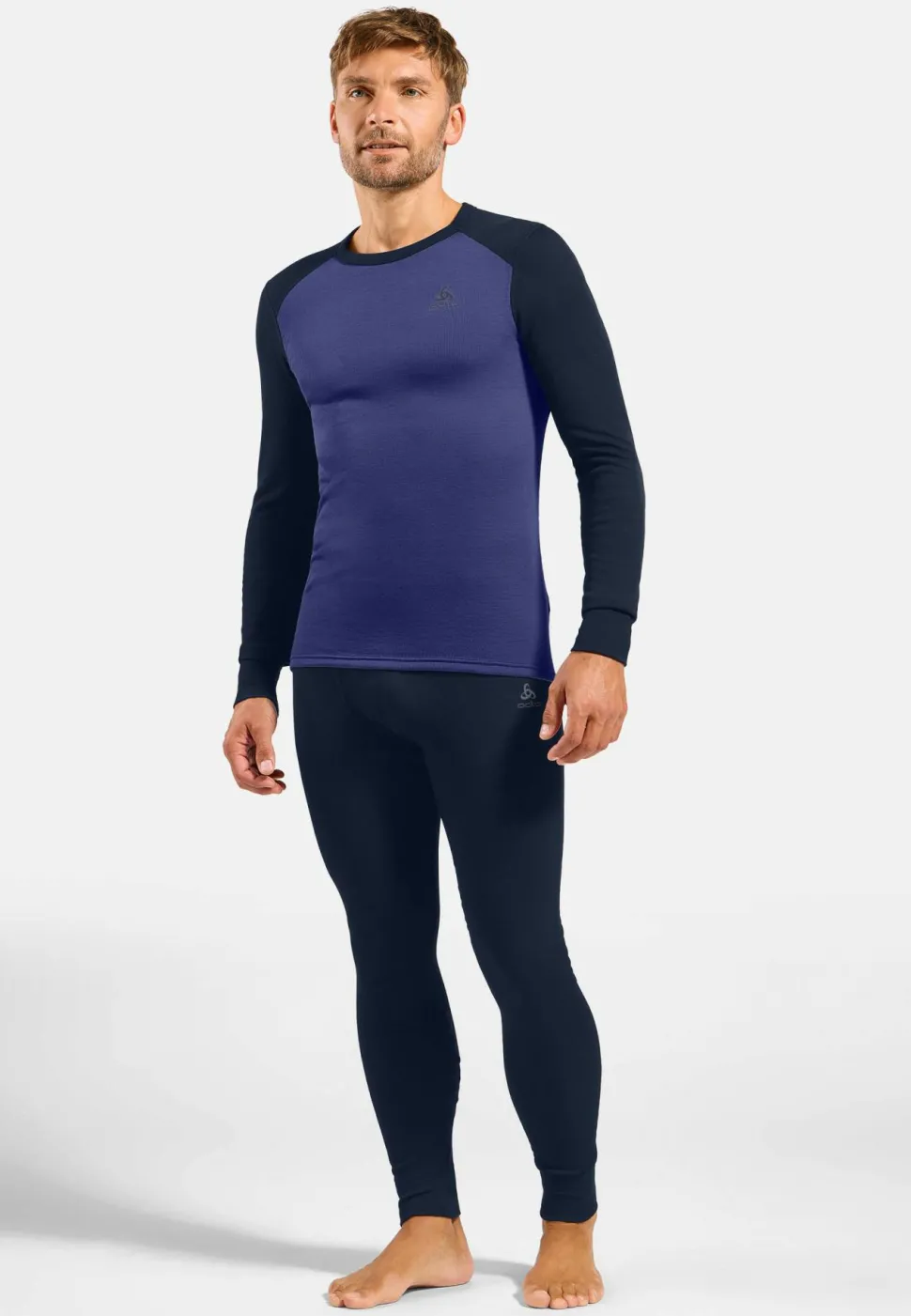 Odlo Men's Odlo Active Warm Base Layer Set Dark Sapphire - Skipper Blue