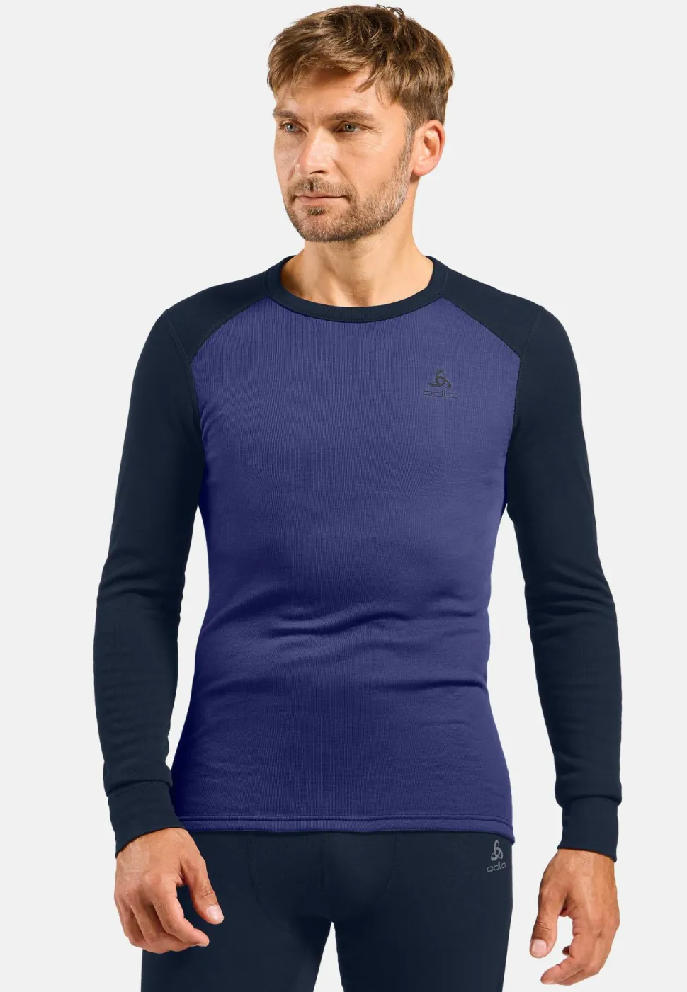 Odlo Men's Odlo Active Warm Base Layer Set Dark Sapphire - Skipper Blue