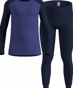 Odlo Men's Odlo Active Warm Base Layer Set Dark Sapphire - Skipper Blue