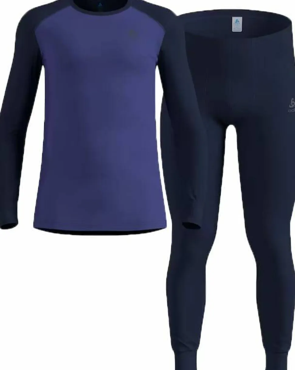 Odlo Men's Odlo Active Warm Base Layer Set Dark Sapphire - Skipper Blue