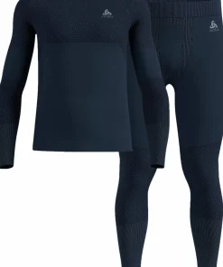 Odlo Men's Odlo Fundamentals Performance Warm Set Long Dark Sapphire