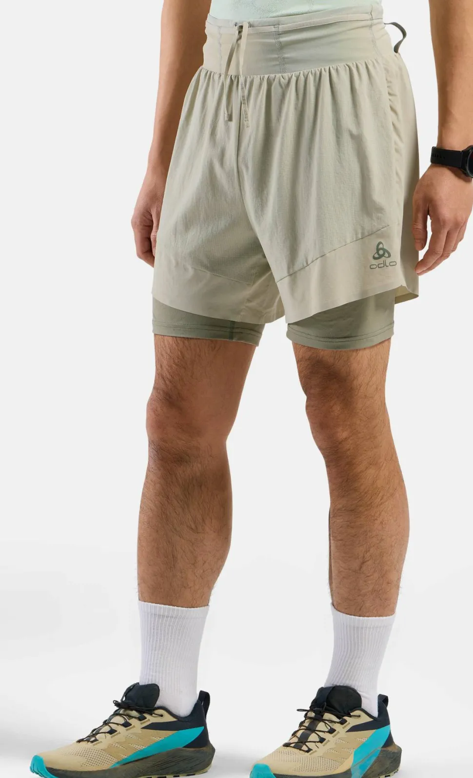 Odlo Men's Odlo X-Alp Trail 6 Inch 2-In-1 Short Agate Gray - Vetiver