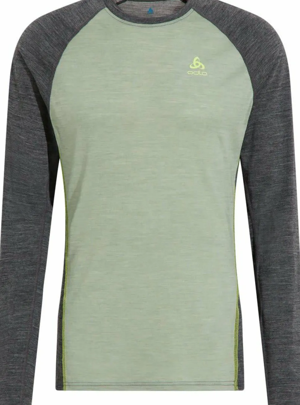 Odlo Men's Performance Wool 150 Base Layer Matte Green/Dark Grey Melange