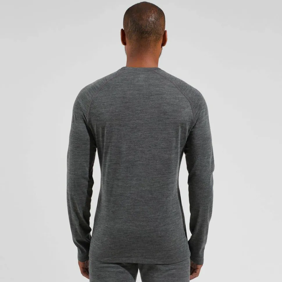 Odlo Men's Performance Wool 150 Base Layer Matte Green/Dark Grey Melange