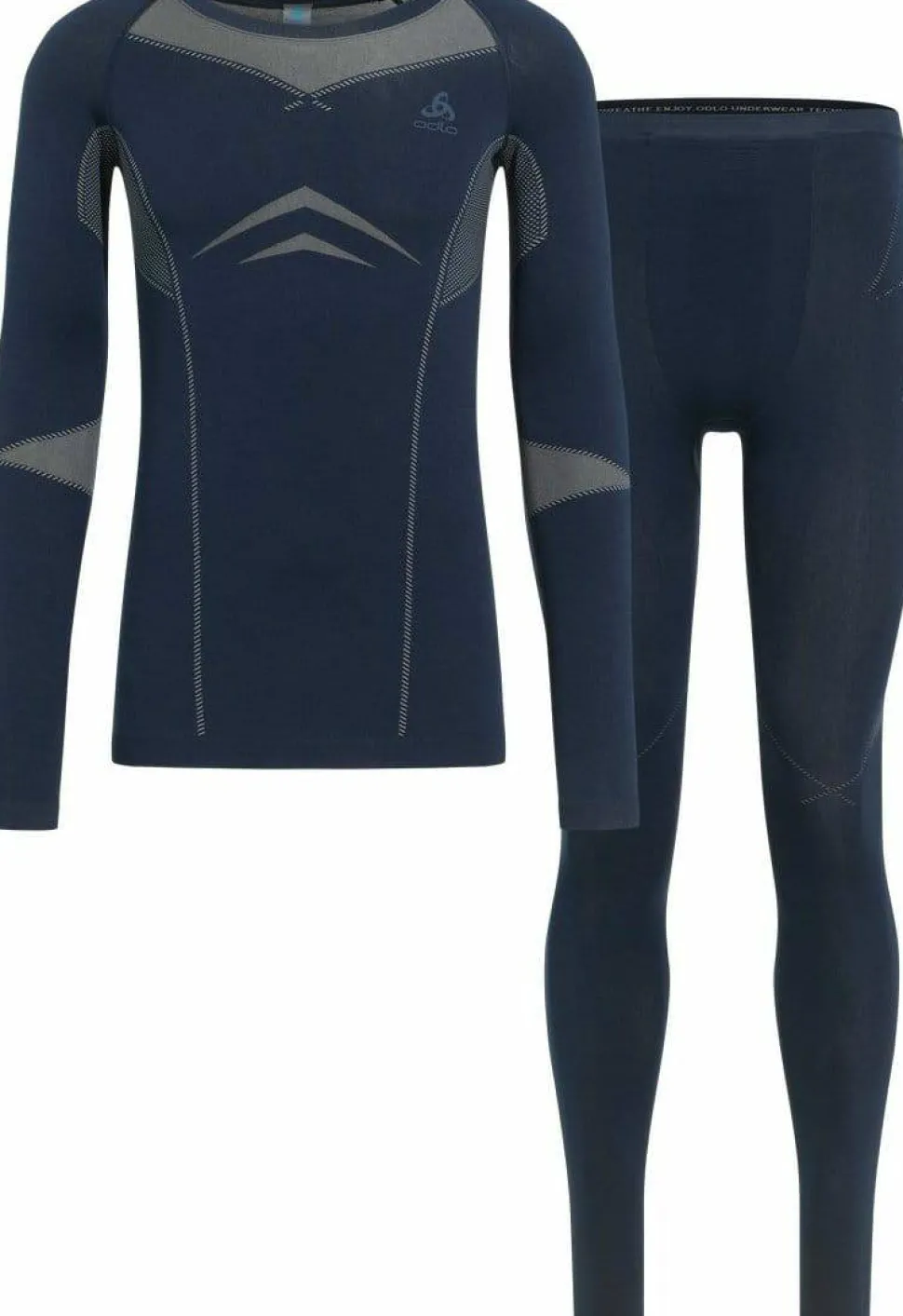 Odlo Men's Set Long Fundamentals Performance Warm Dark Sapphire - Silver Cloud