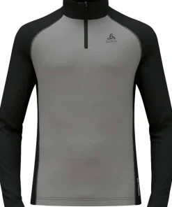 Odlo Men's Tn Long Sleeve Halfzip Natural Grey Melange - Dark Grey Melange