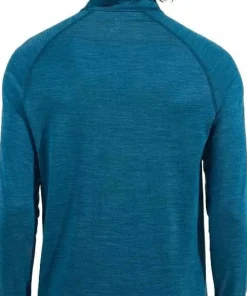 Odlo Men's Tn Long Sleeve Halfzip Natural Provincial Blue - Dark Grey Melange