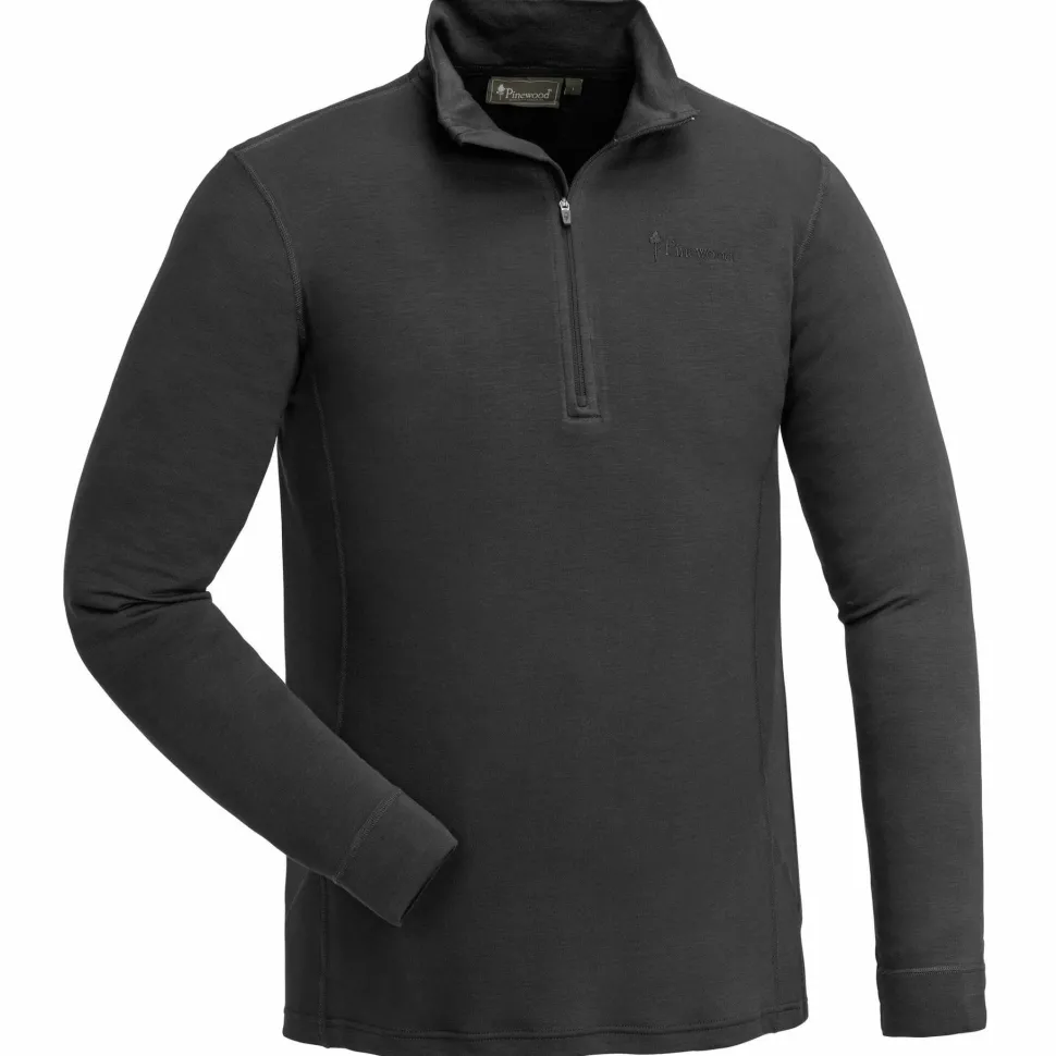 Pinewood Men's Abisko Merino Base Layer Half Zip Smoke Black