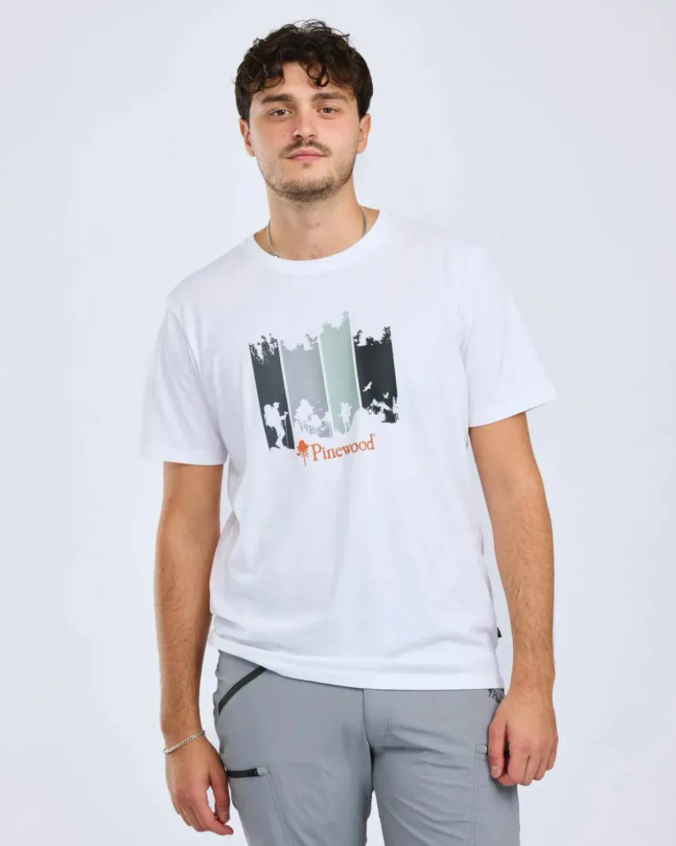 Pinewood Men's Finnveden Recycled Outdoor T-Shirt White Melange Adventure