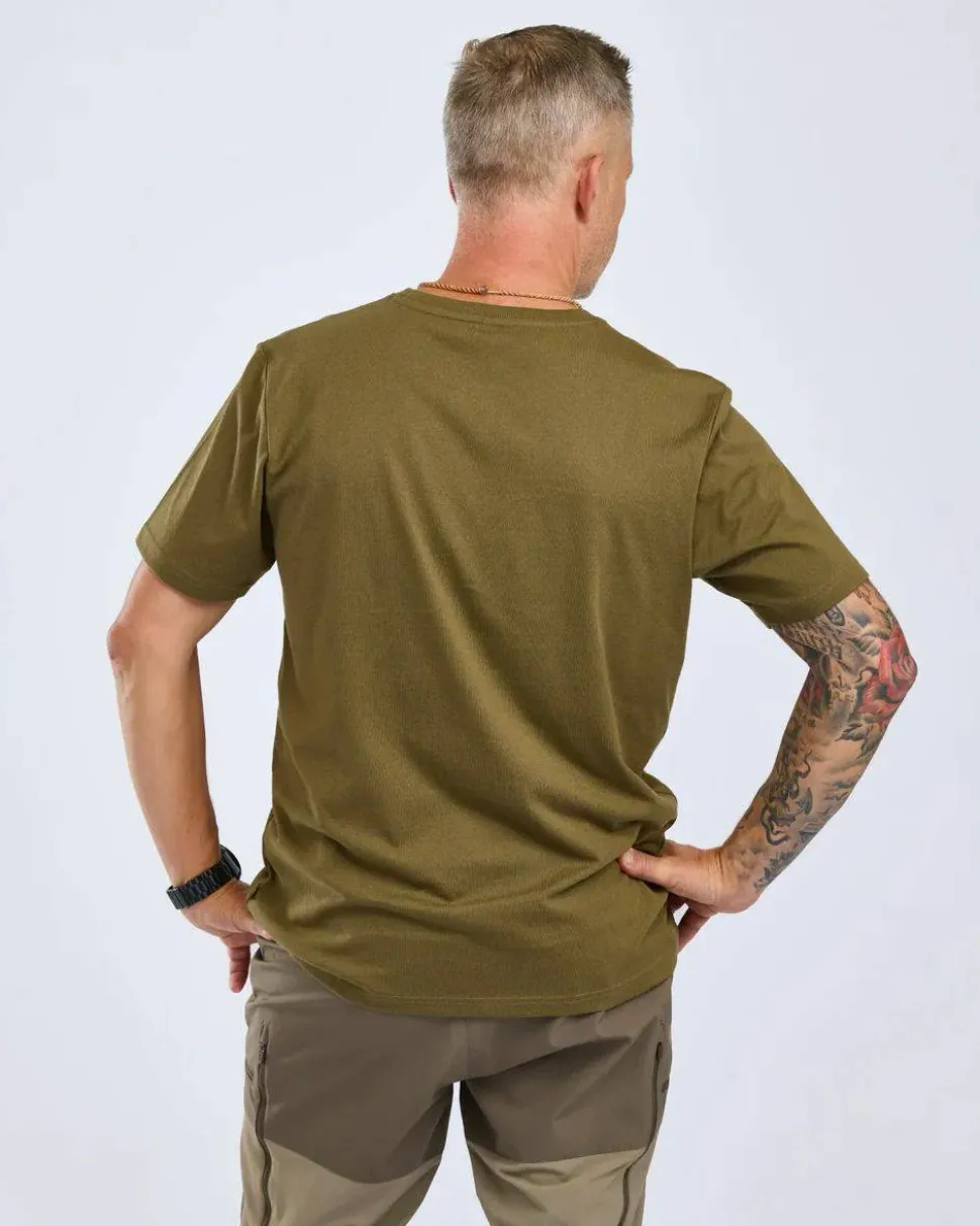 Pinewood Men's Finnveden Recycled Outdoor T-Shirt Olive Melange Campsite