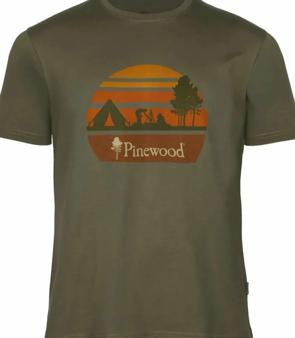 Pinewood Men's Finnveden Recycled Outdoor T-Shirt Olive Melange Campsite