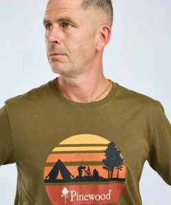 Pinewood Men's Finnveden Recycled Outdoor T-Shirt Olive Melange Campsite